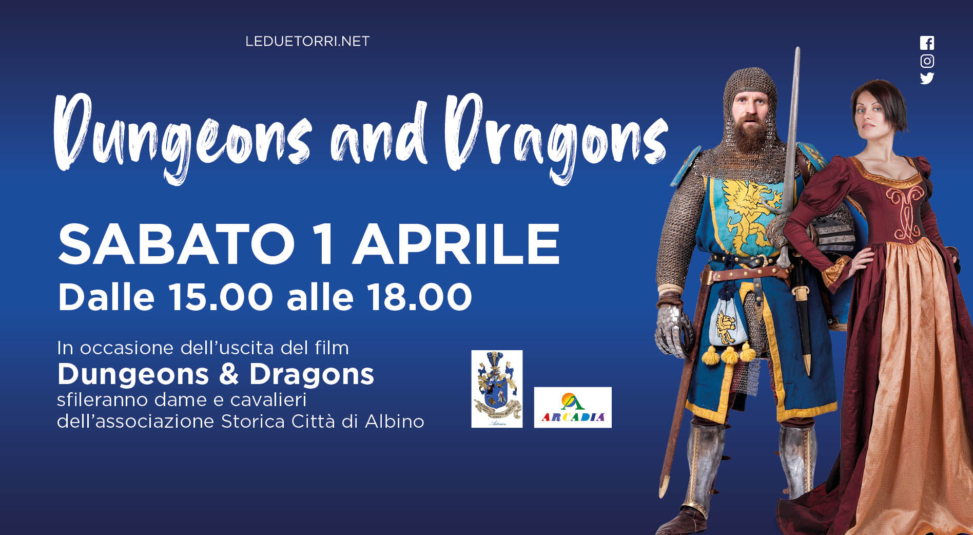 La magia di Dungeons and Dragons invade il Centro Commerciale Le Due Torri: sfilata di dame e cavalieri!