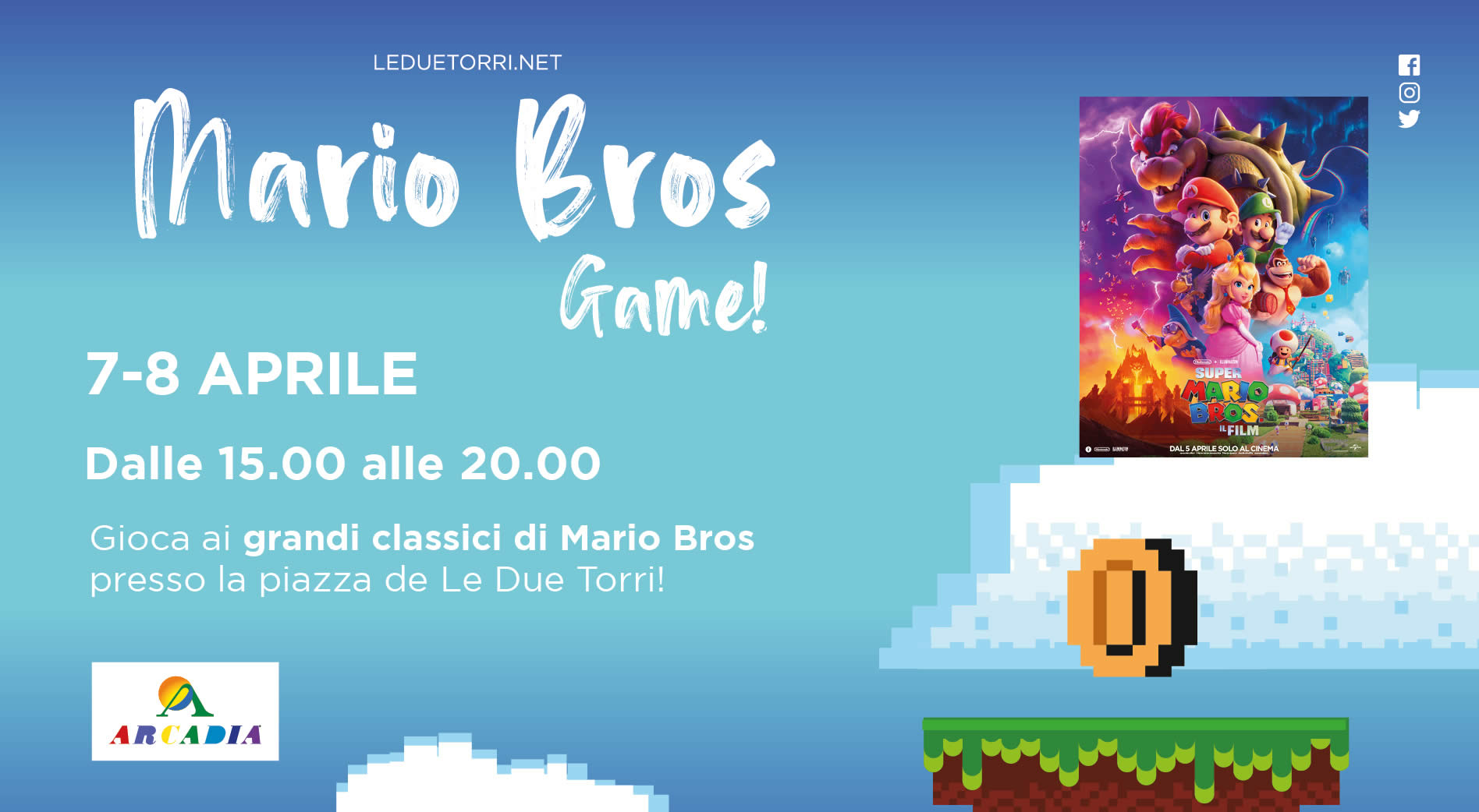 Vivi l’emozione di Mario Bros a Le Due Torri!